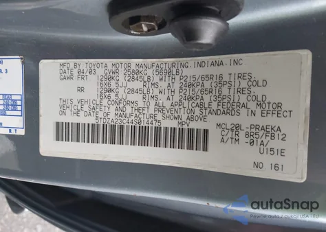 2004 Toyota Sienna Le from USA, damaged, VIN 5TDZA23C44S014475